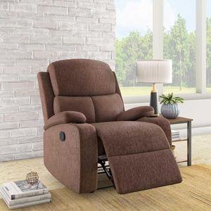 Nilkamal @Home Matt 1 Seater Fabric Manual Recliner with Cup Holder (Cocoa) | 1 Year Warranty | Self Assembly