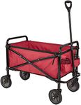 Amazon Basics Gardening Tool Collection Collapsible Folding Outdoor Garden Utility Wagon with Cover Bag, Red