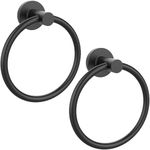 Matte Black Towel Ring 2Pack, SUS304 Stainless Steel Hand Towel Holder for Bathroom Kitchen, Modern Style Towel Hanger, Thicken Ring Towel Holder, Towel Rack Round Wall Mounted