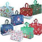 MOTYYA 8 PCS Christmas Tote Bags with Handles, Christmas Treat Gift Bags, Multifunctional Non-Woven Christmas Bags for Gifts Wrapping Shopping, Xmas Party Supplies, 32.5x25x17cm