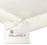 Whisper Organics, 100% Organic Cotton Mattress Pad - Breathable Cooling Quilted Fitted Mattress Protector Cover, Fair Trade, GOTS Certified - Ivory Color, 17" Deep Pocket