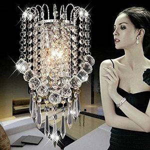 XIHOME Lampada da Parete in Cristallo con Gocce di Sfera di Cristallo Cromata Moderna Accanto a Applique E14x2 Luci per La Casa Seduta Camera da Letto Corridoio Ristorante Soggiorno Sala da Pranzo