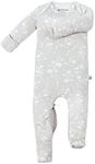 GUNAMUNA Unisex Baby, Toddler Ultra-Soft Convertible Pajama, Footie Romper Sleeper with Diaper Zipper, Magnolia, 0-3 Months