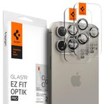 Spigen Camera Lens Screen Protector [GlasTR EZ Fit Optik Pro] Designed for iPhone 16 Pro Max/iPhone 16 Pro/iPhone 15 Pro Max/iPhone 15 Pro[Case Friendly] - Natural Titanium [2 Pack]