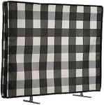 kwmobile Dust Cover for 24" TV Dust Cover - Linen Fabric TV Protector - Check Stripes Black/Light Grey/White