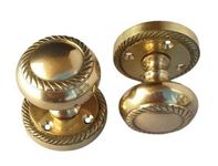 Haven Heritage Doorknobs - Door Knob for Interior Doors, Solid Brass Georgian Mortice Door Knobs - Brass Door Knob Roped Edge Design - Georgian Door Knobs, Round Door Knobs for Interior Doors 1 Pair