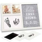 Baby Hand and Footprint Kit with Felt Letterboard, Inkless Ink Pad - Personalized Baby Gifts, Baby Footprint Kit, Newborn Keepsake Baby Handprint Kit, Dog Paw Print Kit (Alpine White)