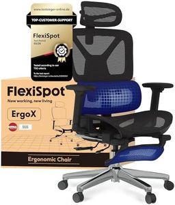FLEXISPOT Ergonomischer Bürostuhl Schreibtischstuhl mit Fußstütze, 3D-Armlehnen, 3D-Kopfstütze, 5D-Rückenlehne, Atmungsaktiver Sitz Belastbar bis 136 kg Arbeitsstuhl, ErgoX, Schwarz