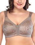 Deyllo Women's Full Coverage Plus Size Comfort Minimizer Bra Wirefree Non Padded(Toffee,42DD)