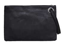 Tskybag Oversized Clutch Bag Purse, Womens Large Pu leather Evening Wristlet Handbag (Black)