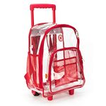 Rolling Clear Backpack Heavy Duty See Through Daypack School Bookbag with Wheels