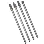 Wolfride 4pcs Long Shank Tungsten Carbide Burr Set 6mm Shank Die Grinder Burr Set for Metal 6-Inch Length