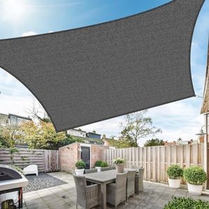 Duerer Sun Shade Sail Canopy 6.5' x 10' Rectangle, 95% UV Block, Permeable 185GSM Sail Shade Cover for Patio, Garden, Pergola, Backyard, Outdoor Facility & Activities -Anthracite