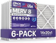 BNX TruFilter 14x20x1 Air Filter MERV 8 (6-Pack) - MADE IN USA – Dust & Pet Defense Electrostatic Pleated Air Conditioner HVAC AC Furnace Filters for Dust, Pet, Mold, Pollen MPR 600 – 700 & FPR 5