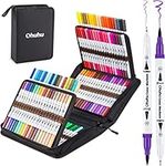 100 Colors Dual Brush Markers for Adult Coloring, Ohuhu Brush Fineliner Color Pens, Brush Marker for Calligraphy Drawing Sketching Coloring Book Bullet Journal, Pen Gift for Teens