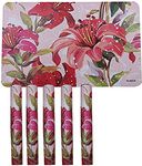 Kuber Industries Flower Design PVC 6 Pieces Dining Table Placemat Set (Pink, Ctktc13698, Standard, Polyvinyl Chloride)