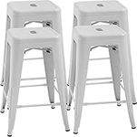 FDW Metal Stools Bar Stools 24" 30" Counter Height Stackable Barstools Indoor Outdoor Patio Furniture Dining Backless Kitchen Bar Stools Set of 4 (White, 24")