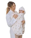 ÜneeQbaby Hands Free Baby & Kids Bath Towel | 100% Cotton Hooded Towel | Apron Towel for Safe Babies Girls Boys Bathtime | Perfect Newborn Gift (Beige, Lemons)