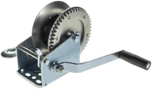 Reese Towpower 74329 Trailer Hand Crank Winch for Boat, Single‑Speed, 1,500 lbs. Capacity, 20 Foot Strap, Build in High Carbon Steel and Zinc-Plated Finish for Superior Corrosion Resistance
