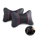 VVHOOY 2PCS Car Neck Pillow Comfortable Soft Breathable Car Head Neck Rest Cushion Travel Car Seat & Home (Black)