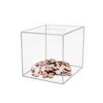 15 × 15cm Acrylic Piggy Bank Break to Open Square Money Box for Adults Acrylic Money Saving Box 6"× 6"× 6", Transparent
