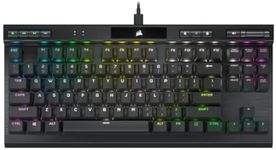 Corsair K70 RGB TKL Champion Series Tenkeyless Optical-Mechanical Gaming Keyboard (OPX RGB Optical-Mechanical Keyswitches, Durable Aluminum Frame, Per-Key RGB, Detachable USB Type-C Cable) Black