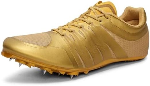 Zakey Mens Womens Track and Field Shoes Spikes Track Race Jumping Sneakers Professional Running Nail Spikes Shoes for Kid(40,Gold)
