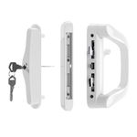 CCJH Sliding Patio Door Handle Set with Mortise Lock, Reversible Design Keyed for Sliding Glass Door, Fits Door Thickness from 1 3/16" to 1 3/8",4-7/8"Screw Hole Spacing, White