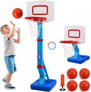 Toddler Basketball Hoop Indoor/Outdoor Kids Mini Poolside Basketball Goal with 4 Balls Adjustable Height Basketball Game for Toddler Kids, Christmas Birthday Gift for Boys Girls Age 3 4 5 6 7 8