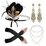 Cizoe 1920s Gatsby Accessories Set for Women Flapper Headband Costume Headpiece Necklace Gloves, Fe, One Size