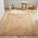 MDS Hand Woven Jute Area Rug 4x6 feet - Natural Burlap Braided Reversible Rectangular Rugs for Thanksgiving Halloween Christmas Living Room Home Entryway Decor Rustic Farmhouse (4'x6')