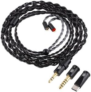Linsoul Kiwi Ears x B_Media Terras IEM Cable, with Type-C USB C/3.5mm/4.4mm Plug,4N Single Crystal Copper 32AWG 4-Core in Ear Monitor Cord, 1.25m HiFi Upgrade Wire for Astral Orchestra II Arete Hype4