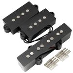 Artec POA4-JOA4 Alnico 5 Magnet Vintage Tone 4-String PJ Bass Neck Bridge Pickups Set, Black