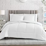 American Home Collection Full/Queen Comforter Set, with 1 Comforter and 2 Pillow Shams, Down Alternative Duvet Insert, Brushed Microfiber Soft and Comfortable, Oeko-Tex White Comforter