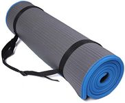 Signature Fitness All-Purpose 2/5-Inch (10mm) Extra Thick High Density Anti-Slip Exercise Pilates Yoga Mat with Carrying Strap, Gray