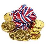 G4GADGET Set of 24 Gold Plastic Winner Medals Necklaces Sports Day Awards Star Classroom kids awards