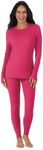 Cuddl Duds Thermal Underwear Top and Leggings Set for Women - Heavyweight Fleece Lined Long Johns- Winter Clothes Base Layer, Hot Pink, Small