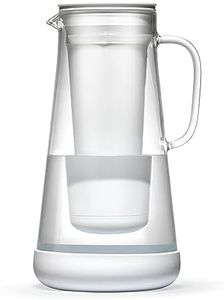 LifeStraw Home - Water Filter Pitcher, 7-Cup, White, Glass with Silicone Base, White, for everyday protection against bacteria, parasites, microplastics, lead, mercury, PFAS and a variety of chemicals