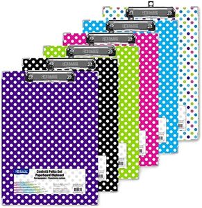 6 Pk, BAZIC Standard Size Polka Dot Paperboard Clipboard w/Low Profile Clip (Colors May Vary)
