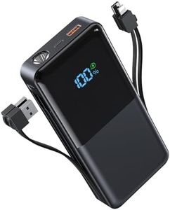 Power Bank, Portable Phone Charger, 20000mAh Power Bank PD22.5W Fast Charger Built-in 2 Output Cables, Flashlight and LED Display for iPhone and Android Phones and Most Electronic Devices