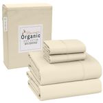 RUVANTI 100% Organic Cotton Sheets - California King Sheet Sets - Certified for GOTS - Breathable & Comfortable - Super Soft & Cooling Percale Bed Sheets - Deep Pocket 15" - 4 Pcs - Cloud Cream