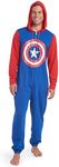 Marvel Avengers Captain America Mens Fleece Zip Up Pajama Coverall Small