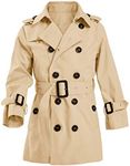 Kids Boys Girls Lightweight Trench Coat Double Breasted Classic Belted Jacket Spring Fall Outwear Dress Coats