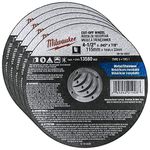 Milwaukee 5 Pack - 4 1 2 Cutting Wheels For Grinders - Aggressive Cutting For Metal & Stainless Steel - 4-1/2" x .045 x 7/8-Inch | Flat Cut Off Wheels