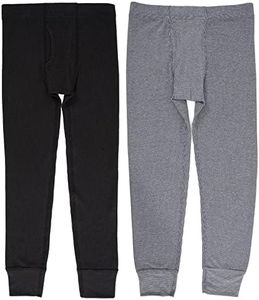Fruit of the Loom boys Premium 2-pack Thermal Waffle Base Layer Bottom, Black/Heather Greystone, 10 12 US