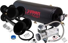 Vixen Horns Train Horn Kit for Trucks/Car/Semi. Complete Onboard System- 200psi Air Compressor, 2.5 Gallon Tank, 4 Trumpets. Super Loud dB. Fits Vehicles like Pickup/Jeep/RV/SUV 12v VXO8325/4114B