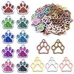 70pcs Alloy Paw Print Charms Enamel Glitter Dog Cat Bear Footprint Pendants Animal Paw Chunk Charms for DIY Necklace Bracelet Earrings Jewelry Making Birthday Party Favor Gifts