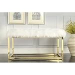 Inspired Home White Faux Fur Bench 