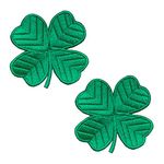 2 Pack Irish Clover Emerald Green Easter Lucky 4 Leaf Embroidered Emblem Ireland Lucky Shamrock Iron On Sew On Patch for Clothes Clothing Jacket Jeans Hats Shoes Bags Coat Pants Retro Decor