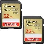 SanDisk 32GB Extreme SDHC cards (2-pack) + RescuePRO Deluxe, up to 100MB/s, UHS-I, Class 10, U3, V30